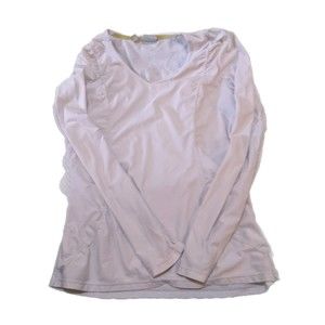 Athleta Wick It Good Lace Back Long Sleeve Top Off White Athletic Sz PT
